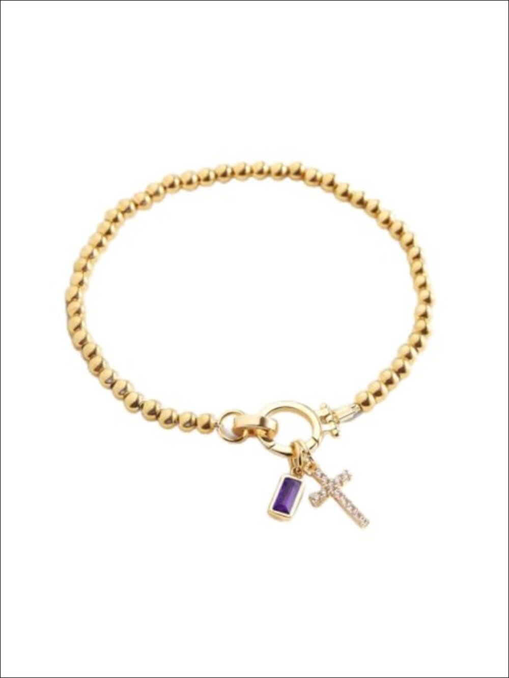 18K Gold Plated Stainless Steel Stretch Bracelet, Waterproof, Tarnish
